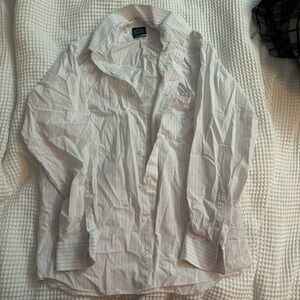 White Casual Button Down Shirt Lightweight Cotton